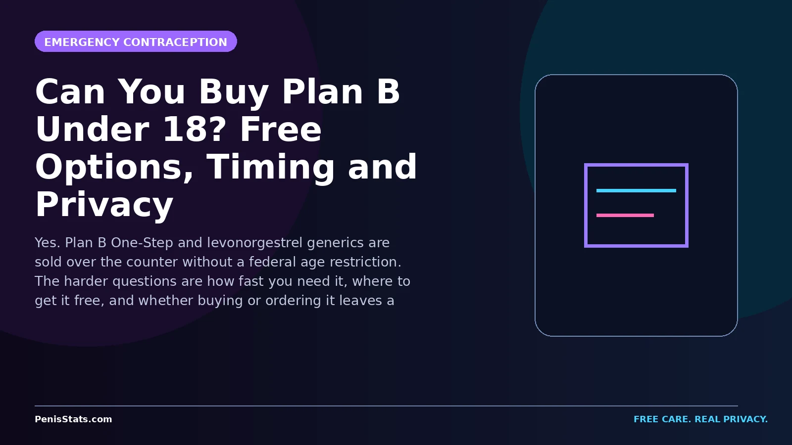 Editorial graphic for Can You Buy Plan B Under 18? Free Options, Timing and Privacy