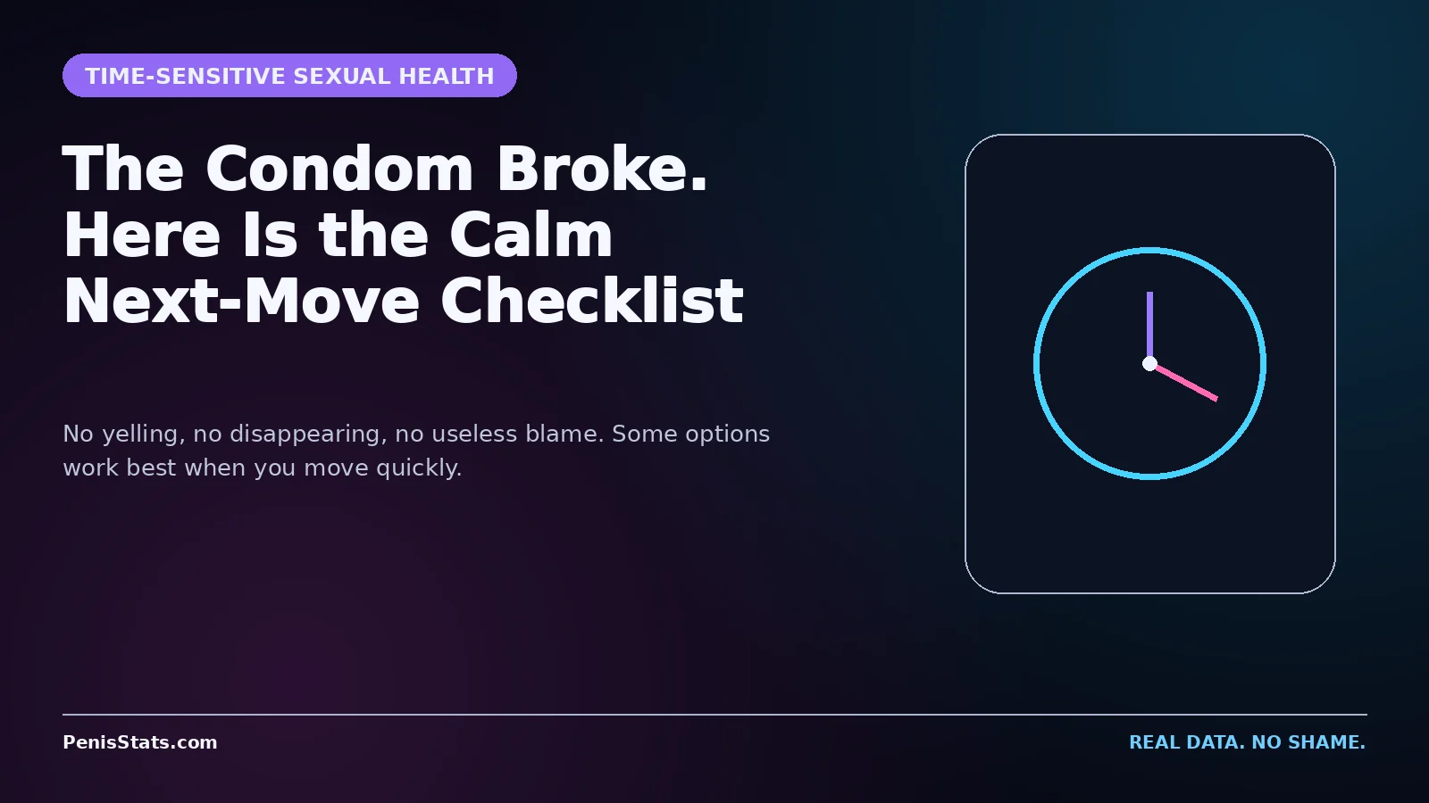 Editorial graphic for The Condom Broke. Here Is the Calm Next-Move Checklist
